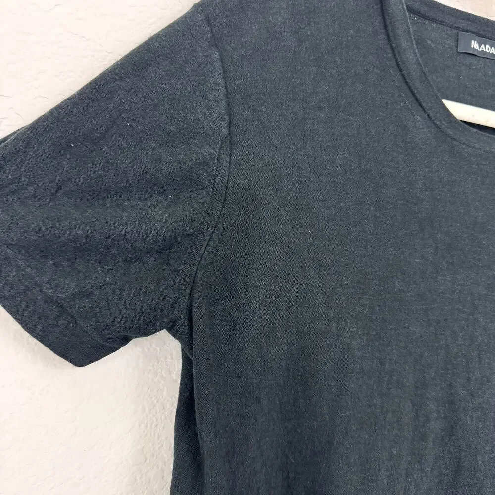 Naadam Womens Silk Cashmere Knit Top Size L Neutral Short Sleeve Minimal Black